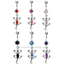 316L Surgical Steel 14 Guage Lizard Navel Belly Bar Ring Button Body Jewelry 1.6mm BER-003